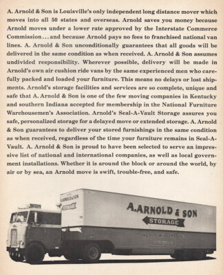 1967 A Arnold & Son: Louisville Mover Vintage Print Ad
