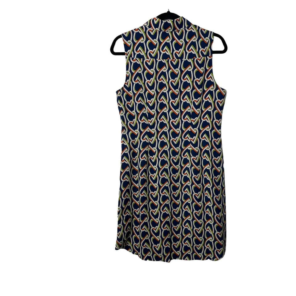 CAbi 5370 Blue Heart Print Button Down Sleeveless Armour Shirt Dress S Duster - Image 2 of 4