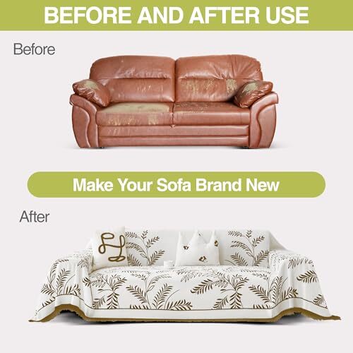 Boho Couch Cover Blanket Sectional Sofa Covers for 91x95 inch Leaves