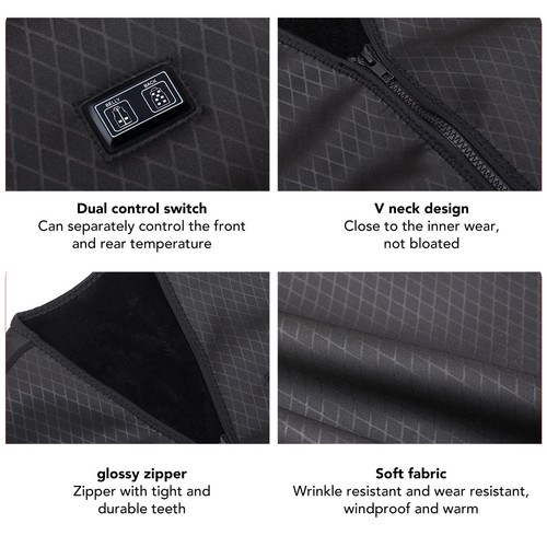 (XXL) Heated Jacket Soft Fabric Outdoor Men's Heated Vest 3 Level eBay