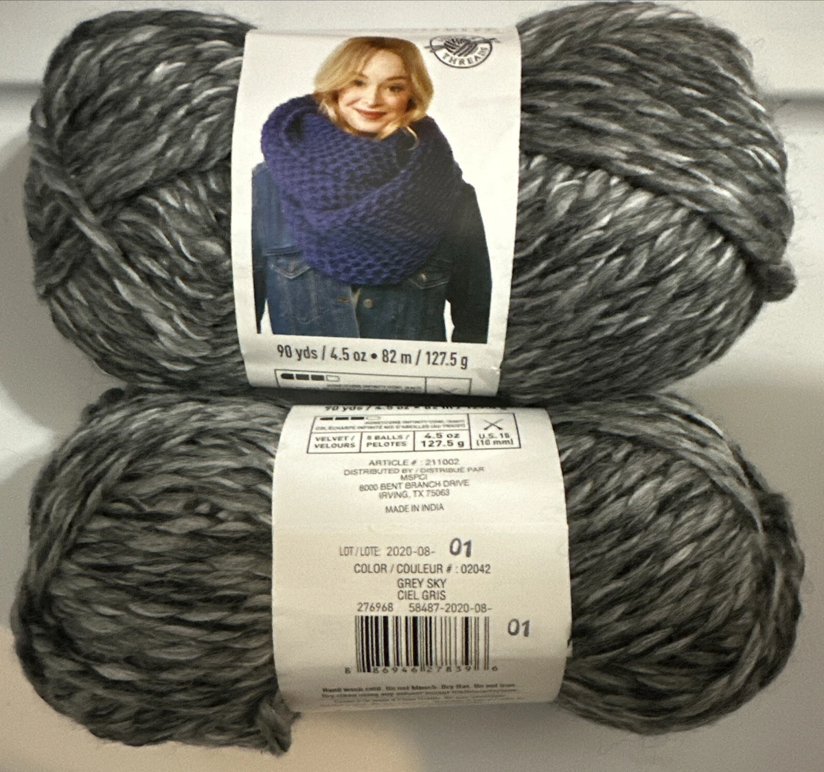 2 Loops and Threads COZY WOOL GREY SKY 4.5oz/127.5g 90 Yds/82m