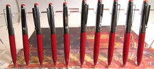 LOT OF 10 RED  TERZETTI MINI METAL POCKET BALLPOINT PENS+ CONDUCTIVE TIPS