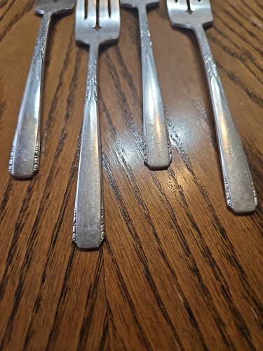 Oneida Ltd.1881 Rogers Brookwood BANBURY forchette per insalata placcate argento 1950 lotto di 4 - Foto 2 di 8