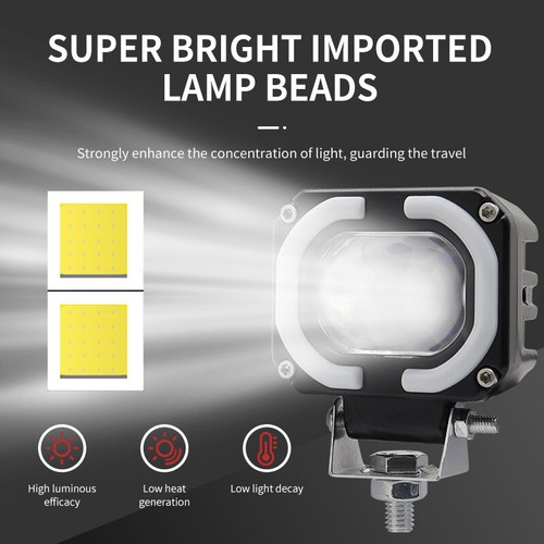 2PCS Motorcycle Driving LED Fog Lights Spotlight Universal Angel Eyes Yellow - Picture 7 of 13