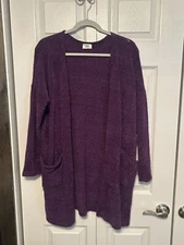 Texas True Threads Long Purple Fuzzy Cardigan S