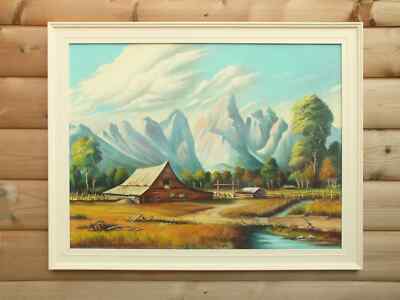 Großes Vintage Ölgemälde Colorado Bar n USA signiert gerahmt Original Mid Century