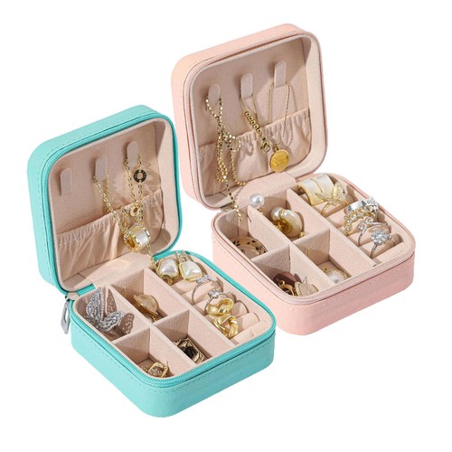 Portable Travel Jewellery Box Organizer Leather Ornaments Jewelry Case Storage - Picture 22 of 23