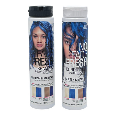 No Fade Fresh Color Depositing Shampoo & Conditioner Set 6.4 oz Blue Blast Vegan