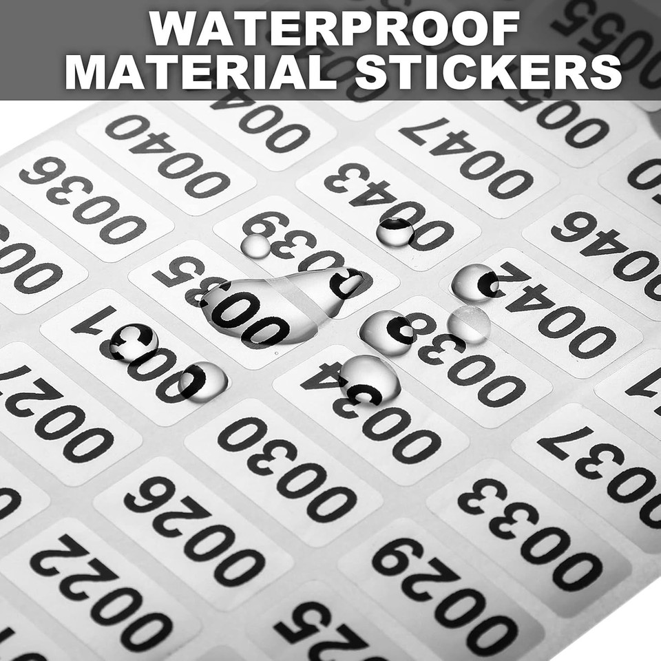 Sticker For Unit Number For 0001-2000 Inventory Number Sticker Labels Self Adhesive Waterproof ...