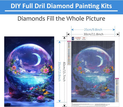 MAXBYE 5D DIY Paysage Diamond Painting Kits, Maison Et Fleur Peinture Diamant, Full Drill Point De Croix Cristal Painting, Peinture Diamant Adulte Pour Décoration Murale D'intérieur 30x40cm