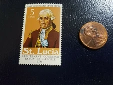 Lieutenant Governor Baron De Laborie St. Lucia Perforated STAMP