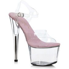 Ellie 7" Pointed Clear Platform Stiletto Ankle Strap Sandal 709 Yuki Mult