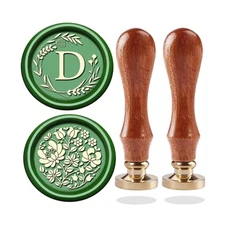 D Wax Seal Stamp - Eucalyptus Initial Sealing Wax Stamp with Flower... Fast Ship