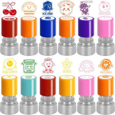 12 Pcs Teacher Stamps for Classroom, Self-Inking Rubber Colorful Stamps Classroo