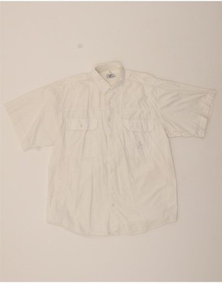JOHN F GEE Mens Short Sleeve Shirt Size 39/40 Medium White Cotton DP65