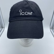iCOM Ham Radio Logo Embroidered Black Cap Hat Hook Loop Hit Wear