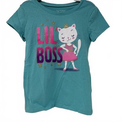 The Children's Place Girls ''Lil Boss'' Teal Short Sleeve T-Shirt 5T