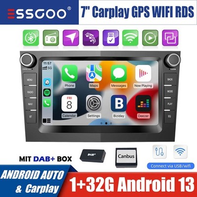 DAB+ 32G Android 14 Autoradio GPS Navi Carplay Für Opel Astra H Corsa C D Zafira