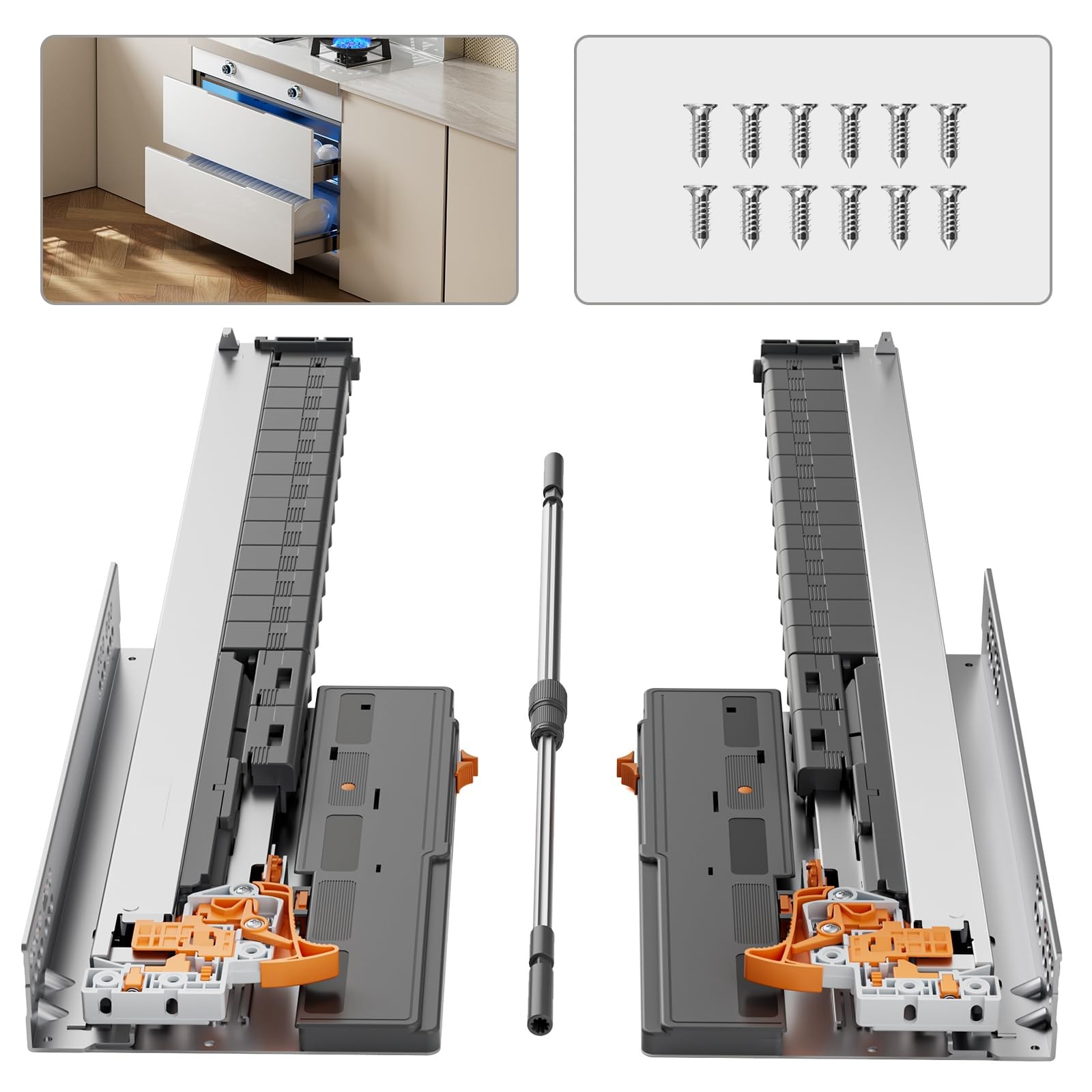Soft Close Push To Open, Heavy Duty Undermount Conceale...