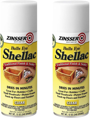 2 Cans Zinsser Bulls Eye Shellac Traditional Finish & Sealer Clear Spray 12 Oz