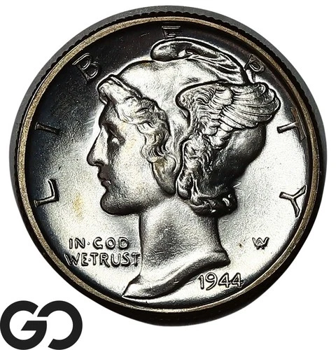 1944 Mercury Dime Flashy Solid Gem BU+