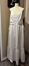 V-Neck Sleeveless Ruched Side Tie Midi Dress With Pockets
