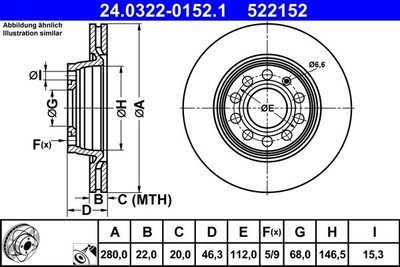 Brake discs Audi A4 B5 1.6 24.0322-0152.1