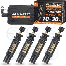 4 Pcs All-top Adjustable Auto-stop Tire Deflator Valve Kit 10-30 Psi Screw-on