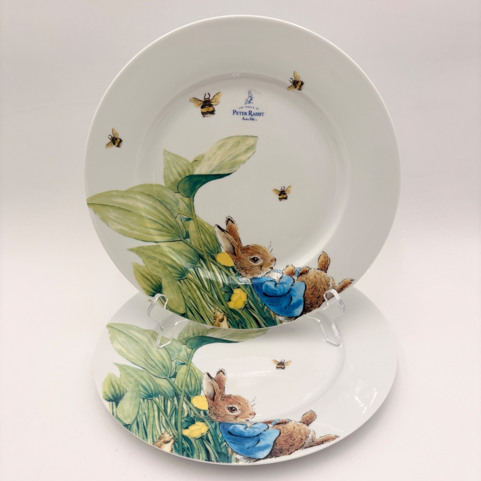 Set of 2 Beatrix Potter Peter Rabbit Easter Dinner Plates Bumble Bee ...