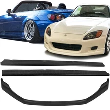 [SASA] 2x Combo for 00-03 Honda S2000 AP1 Type-R Front Bumper Lip +DF Side Skirt