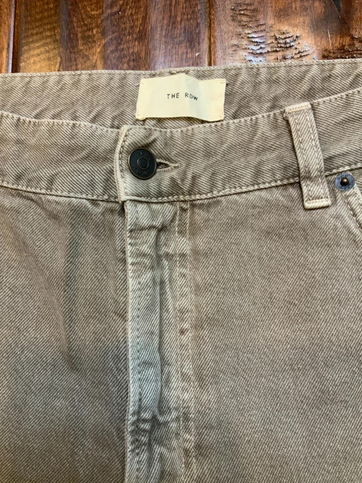 Pantalones de mezclilla The Row marrón claro tiro alto pierna ancha calce relajado, talla 10 Foto 3 de 4