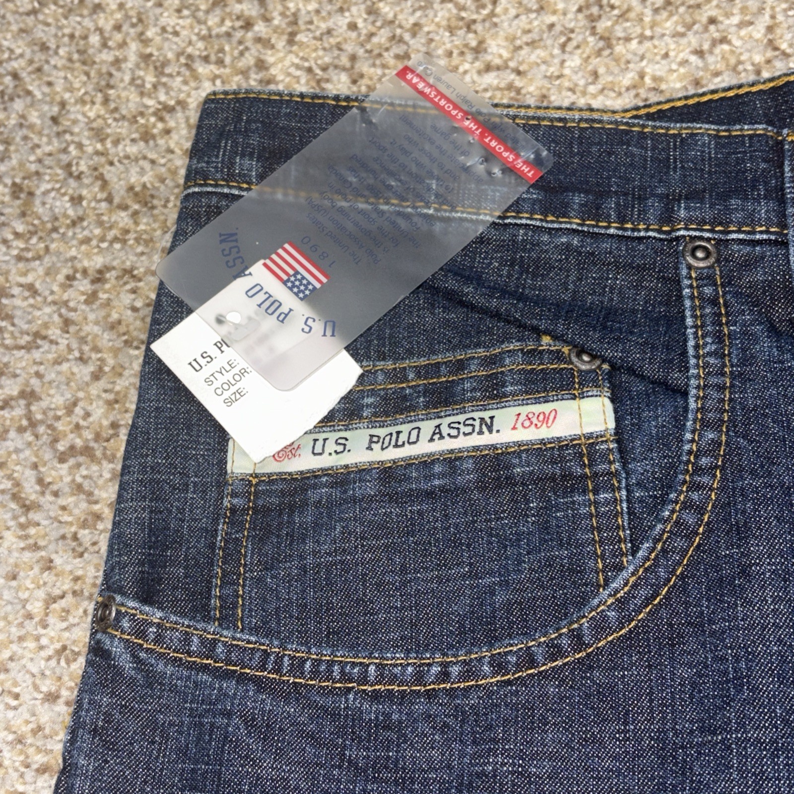 U.S. Polo Assn Jeans Mens 52x34 Denim Dark Wash Vtg Fits 51 X 34 NEW - View 8