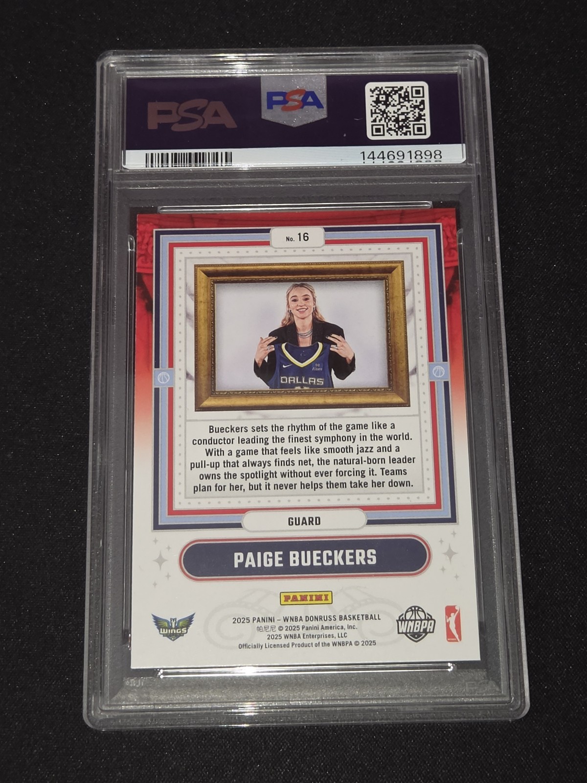 2025 Donruss WNBA Paige Bueckers Franchise Features Diamond Rookie PSA 10 #16 view 2