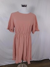 SheIn Dress Womens XL Pink Short Sleeve Ruffle Hem Fit & Flare Casual Mini
