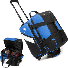 Bowling Bag with Wheels Double Roller 2 Ball Bowling Separate Shoe Compartment a