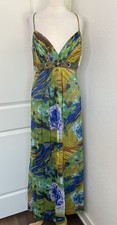 Sue Wong Y2K Silk Beaded Gown Maxi Dress Size 12 Multicolor Whimsical Fairy NWT