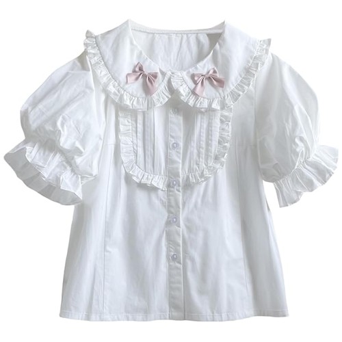 Lolita Sweet Blouses Teens Doll Collar Puff Sleeve Button Shirts Japanese Blouse - Picture 10 of 10