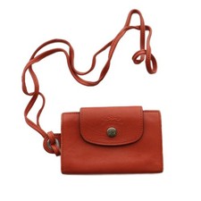 Longchamp Le Pliage Card Case Orange Canvas Coin Purse Ladies