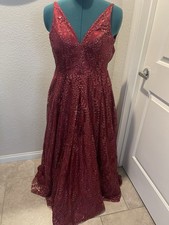 Blondie Nites Maroon Glitter Ballgown Dress Juniors Size 5