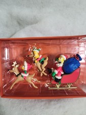 2004 Simpsons Ornament Trio Bart/Lisa On Reindeer-Homer On Sleigh. W/Case
