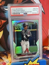 🔥2023 Bowman Chrome Prospects Lunar-Glow Refractor Christian Cerda Psa 10🔥Gem 