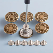 6 PCS Jeans Buttons No Sew Jean Button Replacement with Screwdriver 17mm