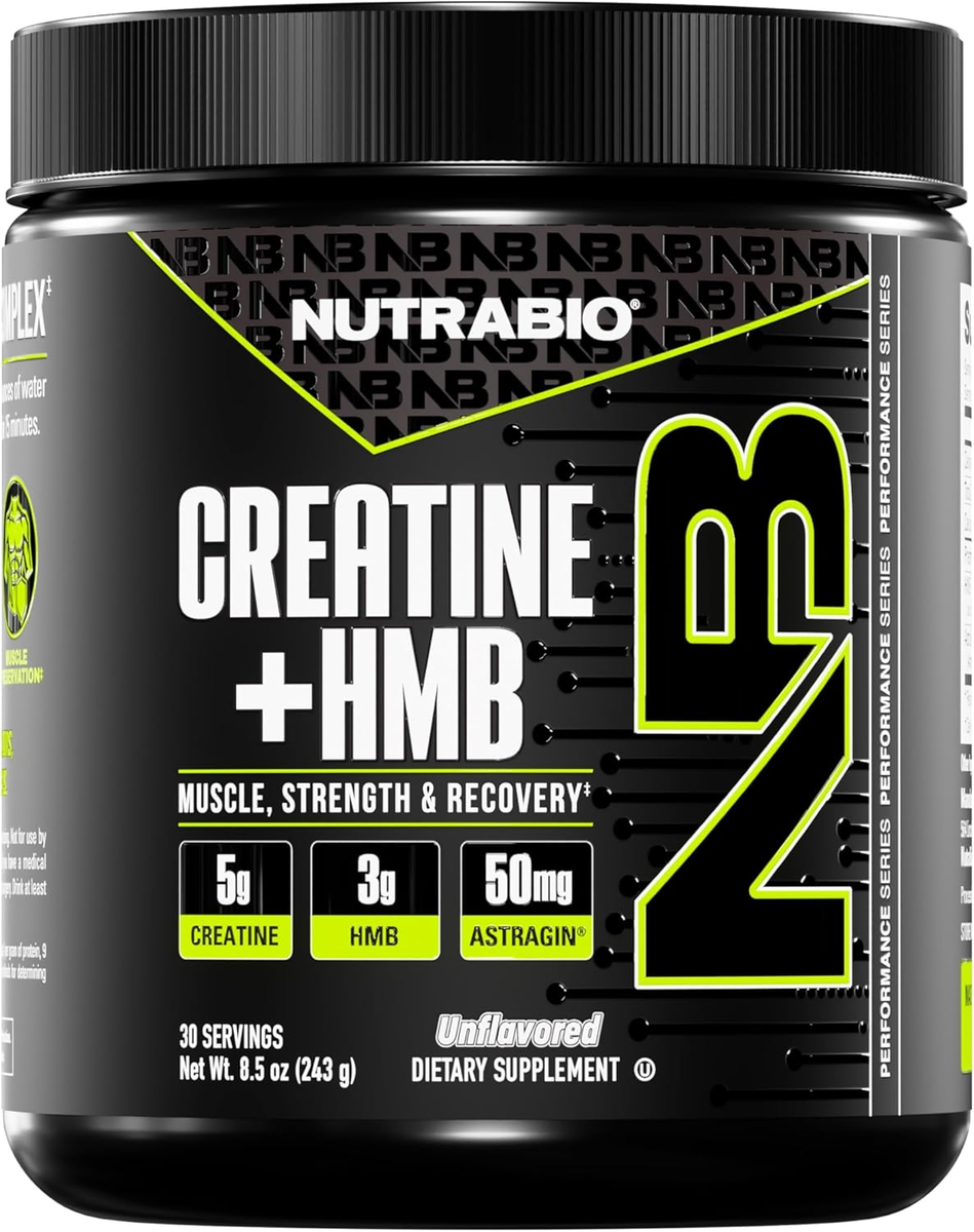 NutraBio Creatine + HMB- Creatine Monohydrate with HMB Powder for