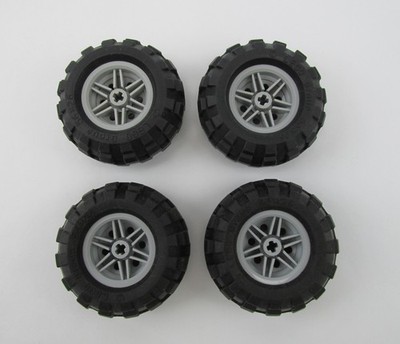 Lego Technic Lt Gray Wheel 56145 + Black Balloon Tire 56 x 26 55976 ~ SET of 4