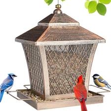 MYITYARD Bird Feeder for Outdoors Hanging, 4 lbs Large Capacity Metal Wild Bird 
