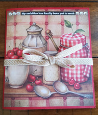 Handmade Scrapbook Junk Journal Folio Album 5.5x6.25 "Vintage Kitchen" Theme
