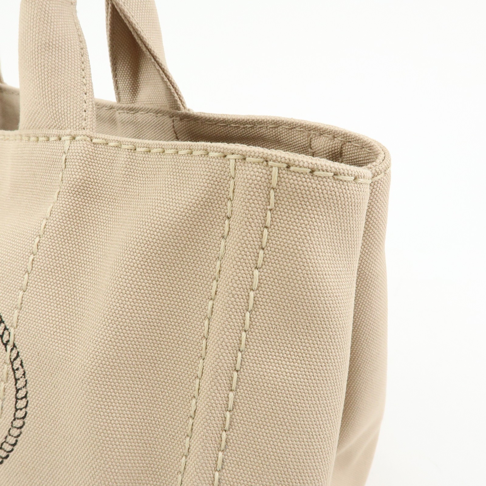 PRADA Canapa Triangle Logo 2Way Tote Hand Shoulder Bag Beige B1877G Used F/S thumbnail 13