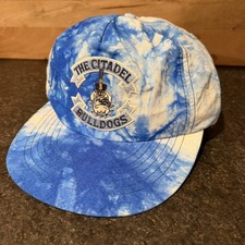 Vintage The Citadel Snapback HAT University Square Tag Made In Usa Tie Dye Blue