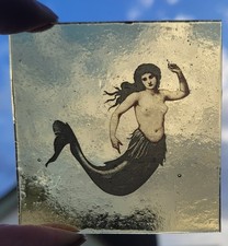 Stained Glass Mermaid piece traditional kiln fired amber glass mermaids
