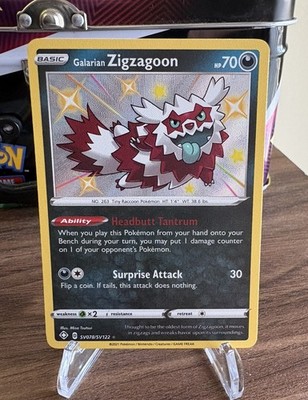 Pokemon TCG Galarian Zigzagoon SV078/SV122 Shining Fates Shiny Vault Holo